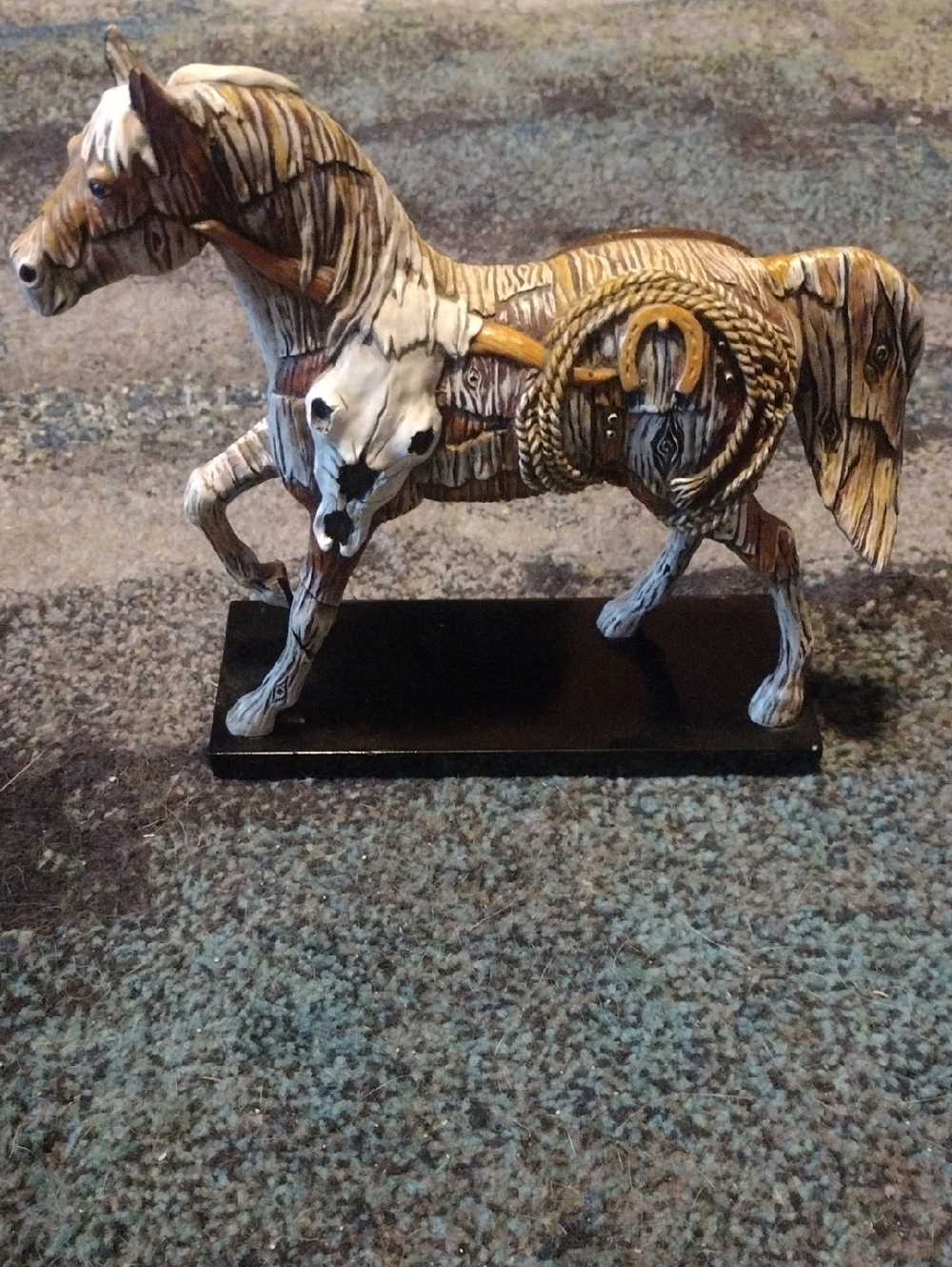 Western Horse Figurine Sculpture in Brown and White